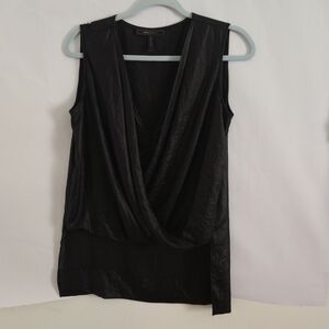 BCBGMaxAzria Black Draped Sleeveless Top